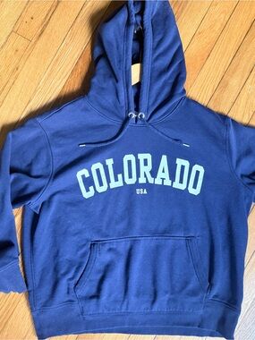 H&M Navy Blue Colorado Hoodie with white lettering